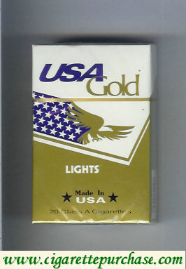 USA Gold Lights cigarettes hard box